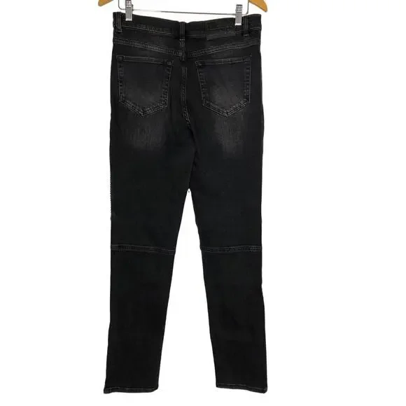 The Kooples Moto Jeans Slim Fit 90s Denim Dark Wash Black NWT Mens FR30